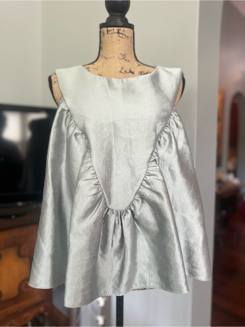 Mare Mare for Anthropologie Sage Shimmer Sleeveless Satiny Women's Top